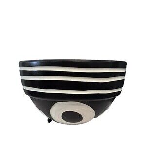 Ken Edwards Decorative Bowl Black White Spirals Circles Mexican Pottery Vintage